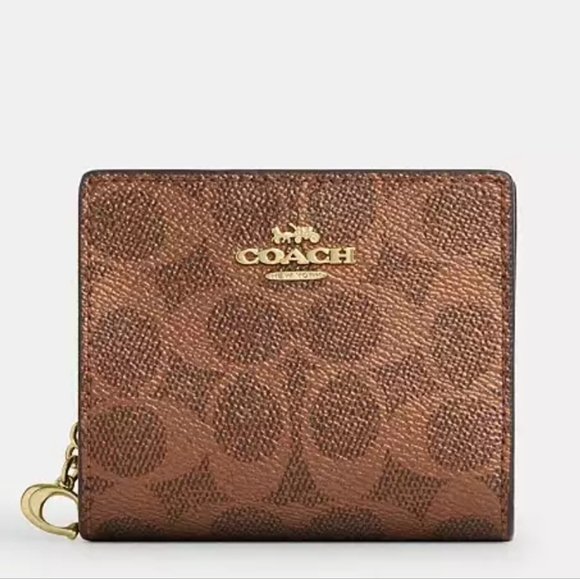Coach Handbags - Coach Snap Wallet In Signature Canvas Mettalic Bronze NWT